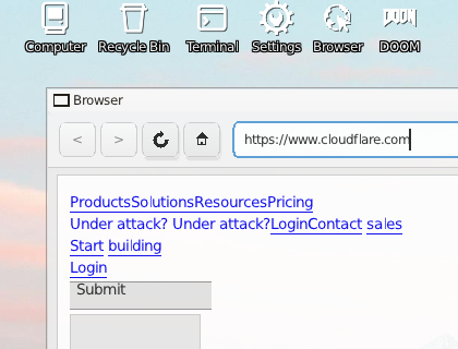 The built-in browser rendering cloudflare.com over HTTP/2.